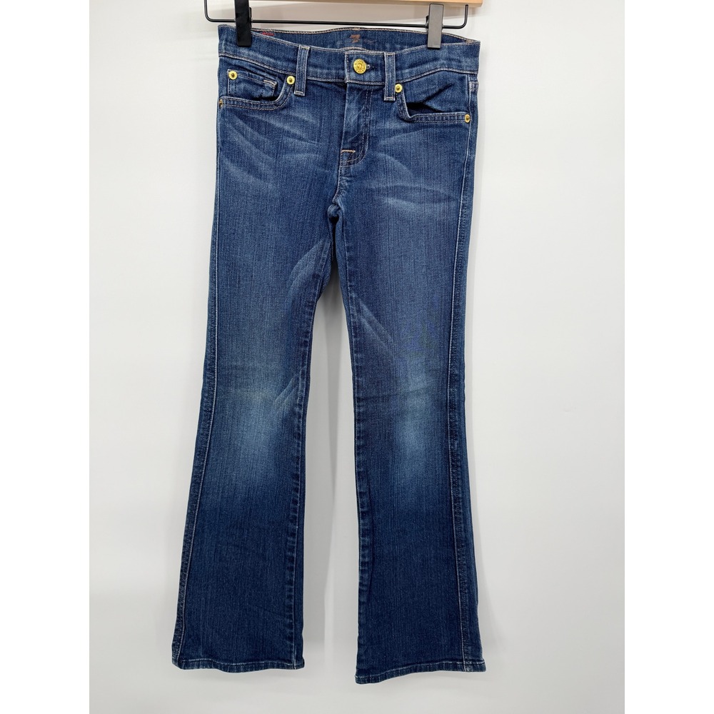 7 For All Mankind Bootcut Jeans Kids 10 Blue Excellent Embroidered Studded Denim